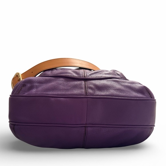 NEW Isaac Mizrahi Purple Genuine Leather Dual Strap Shoulder Bag